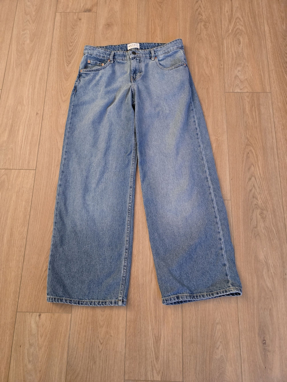 Motel Rocks Medium Blue Wide-Leg Denim Jeans
